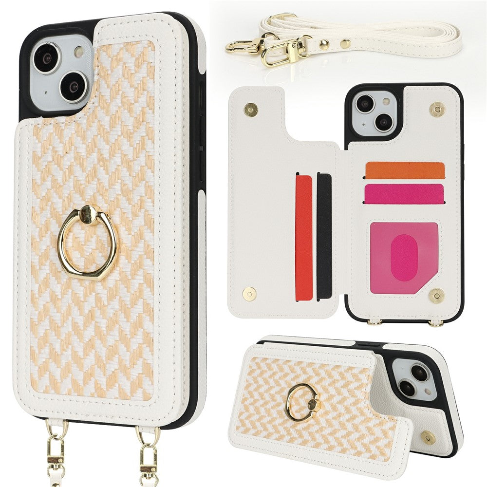 For iPhone 14  /  13 Case with Card Holder, Kickstand, RFID Blocking PU+TPU Phone Back Cover