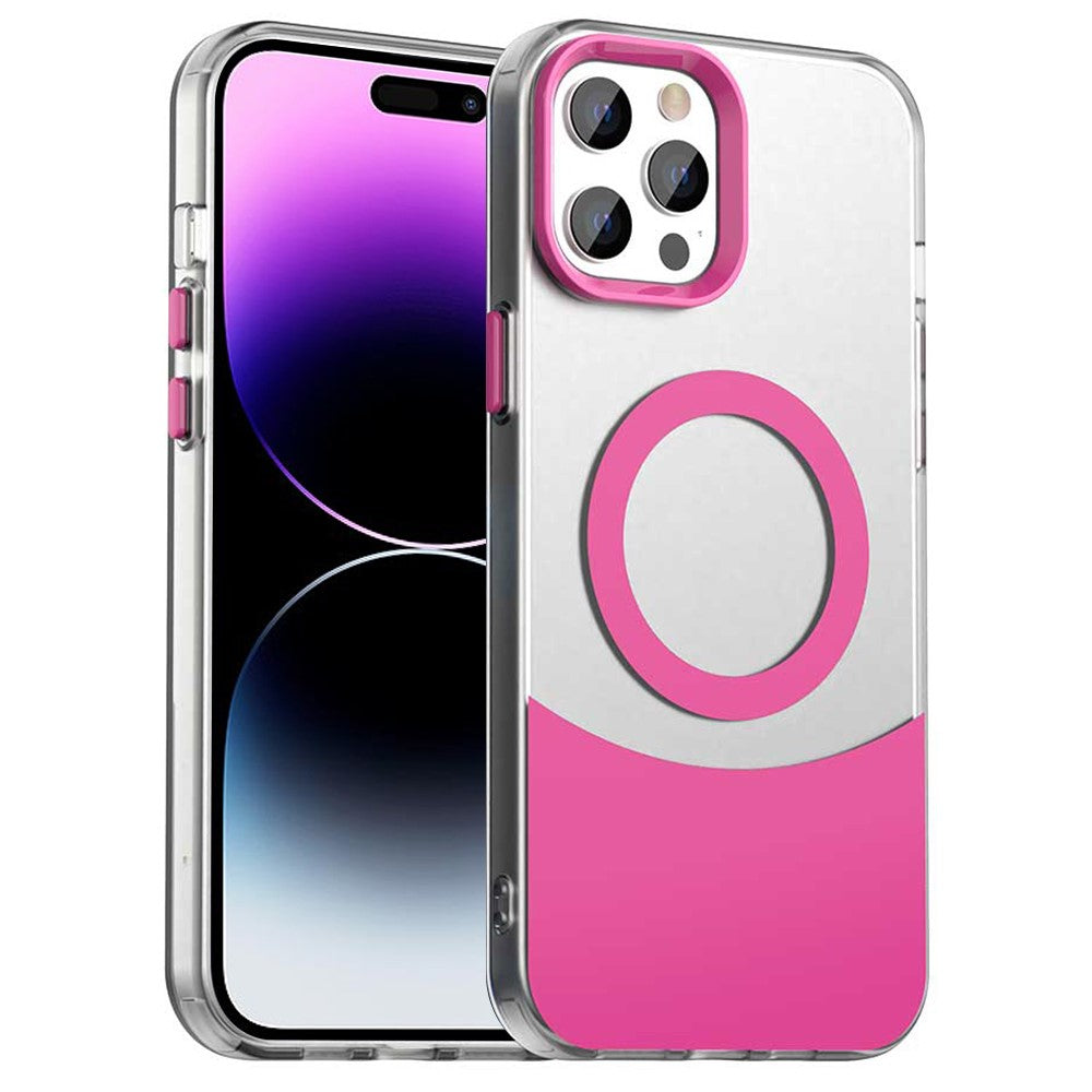 For iPhone 14 Pro Case Compatible with MagSafe Color Splicing IMD TPU+PET+PC Mobile Cover