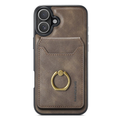 MAGKING K1 Series For iPhone 16 Magnetic Case PC+TPU+PU Phone Cover with Card Holder Kickstand