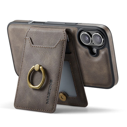 MAGKING K1 Series For iPhone 16 Magnetic Case PC+TPU+PU Phone Cover with Card Holder Kickstand