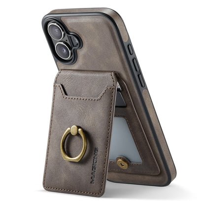MAGKING K1 Series For iPhone 16 Magnetic Case PC+TPU+PU Phone Cover with Card Holder Kickstand