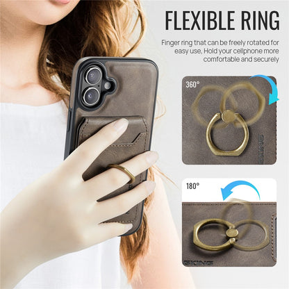 MAGKING K1 Series For iPhone 16 Magnetic Case PC+TPU+PU Phone Cover with Card Holder Kickstand