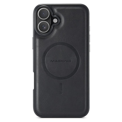MAGKING K1 Series For iPhone 16 Magnetic Case PC+TPU+PU Leather Phone Cover
