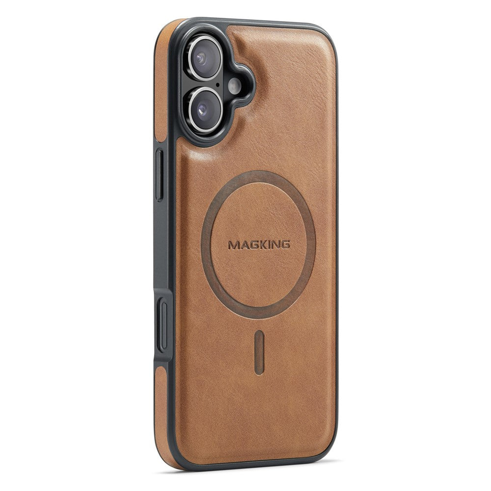 MAGKING K1 Series For iPhone 16 Magnetic Case PC+TPU+PU Leather Phone Cover