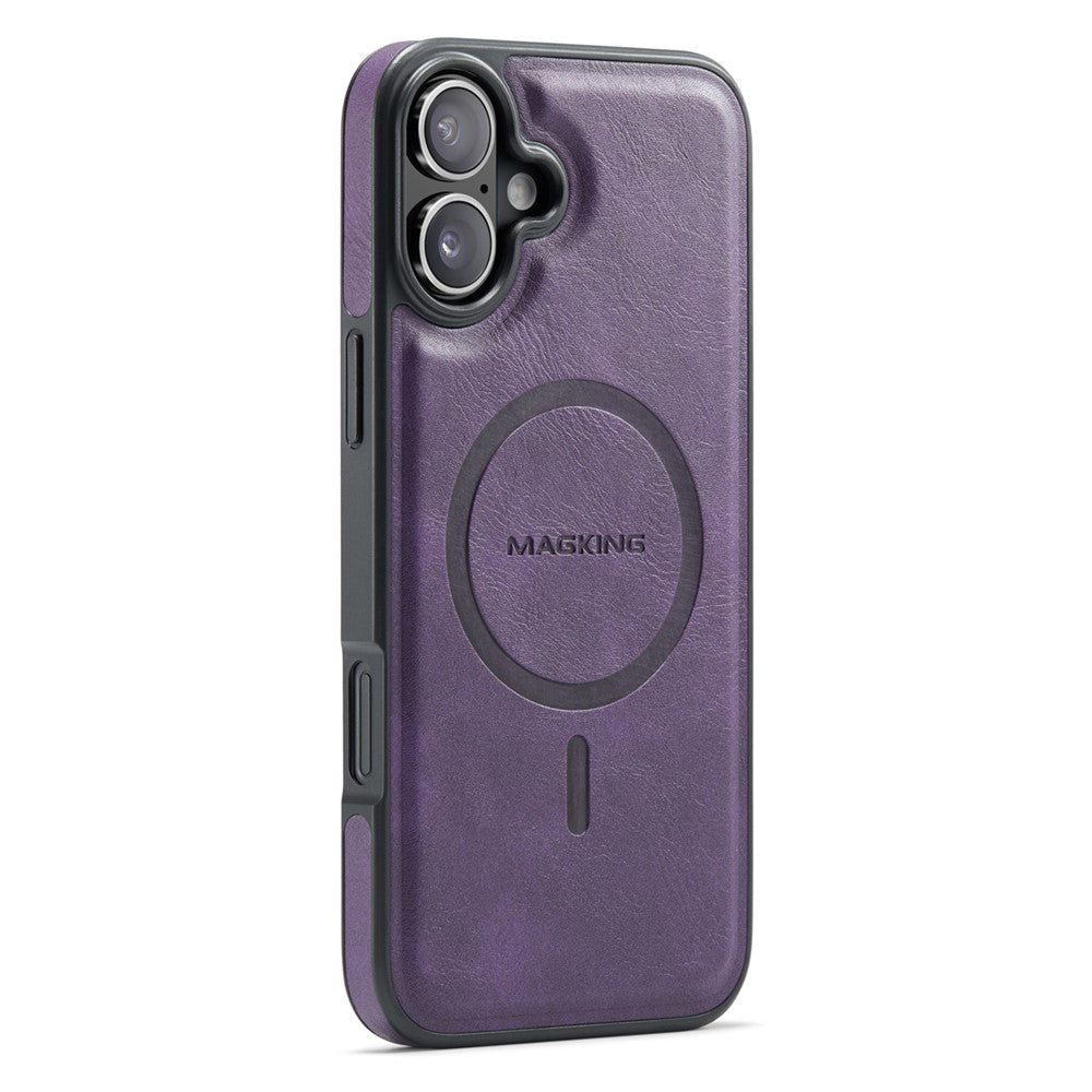 MAGKING K1 Series For iPhone 16 Magnetic Case PC+TPU+PU Leather Phone Cover