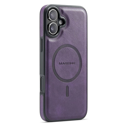MAGKING K1 Series For iPhone 16 Magnetic Case PC+TPU+PU Leather Phone Cover