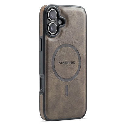 MAGKING K1 Series For iPhone 16 Magnetic Case PC+TPU+PU Leather Phone Cover
