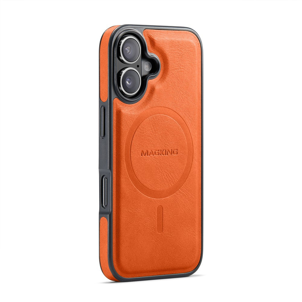 MAGKING K1 Series For iPhone 16 Magnetic Case PC+TPU+PU Leather Phone Cover