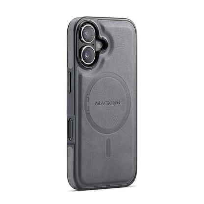 MAGKING K1 Series For iPhone 16 Magnetic Case PC+TPU+PU Leather Phone Cover
