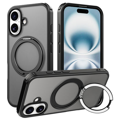 For iPhone 16 Case Compatible with MagSafe Ring Kickstand TPU+PC Back Cover