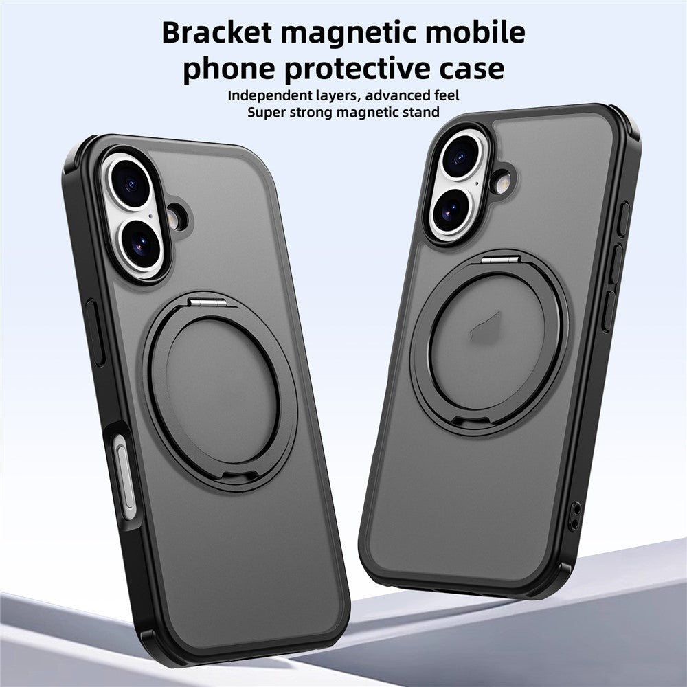 For iPhone 16 Case Compatible with MagSafe Ring Kickstand TPU+PC Back Cover