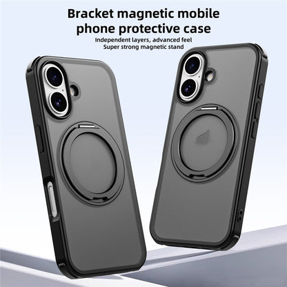 For iPhone 16 Case Compatible with MagSafe Ring Kickstand TPU+PC Back Cover