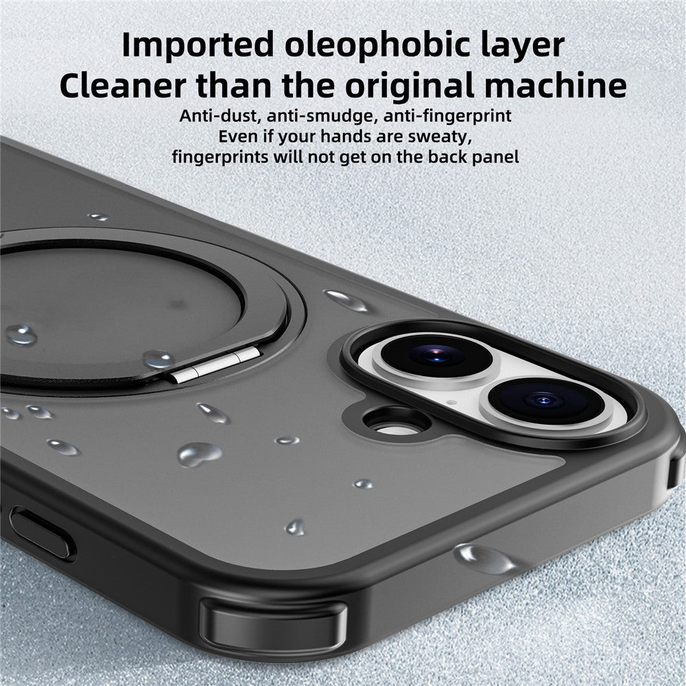 For iPhone 16 Case Compatible with MagSafe Ring Kickstand TPU+PC Back Cover