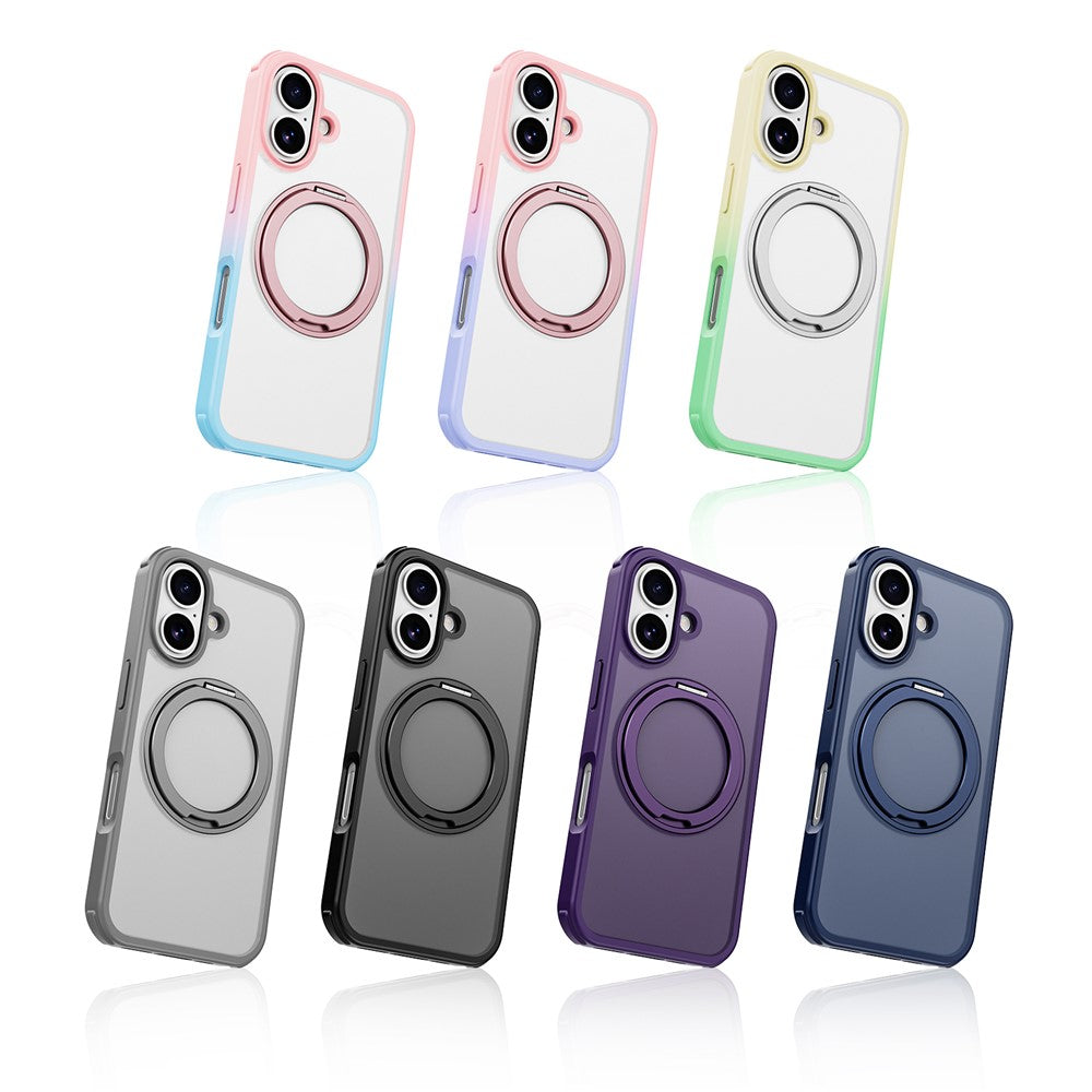 For iPhone 16 Case Compatible with MagSafe Ring Kickstand TPU+PC Back Cover