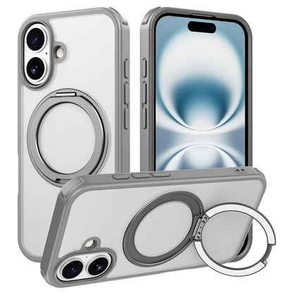 For iPhone 16 Case Compatible with MagSafe Ring Kickstand TPU+PC Back Cover