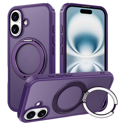 For iPhone 16 Case Compatible with MagSafe Ring Kickstand TPU+PC Back Cover