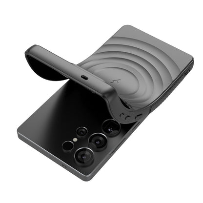 For Samsung Galaxy S25 Ultra Magnetic Case PC Kickstand Ripple Texture TPU Phone Cover