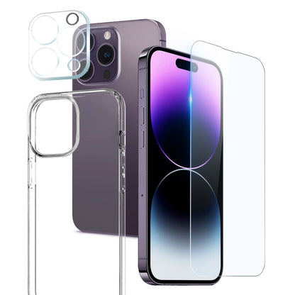 NORTHJO HD 3 in 1 TPU Phone Case for iPhone 14 Pro Max Shockproof Anti-Drop Case with Tempered Glass Screen Protector / Camera Lens Cover