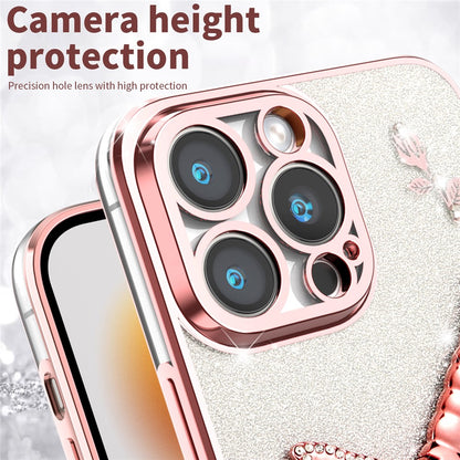 KADEM For iPhone 14 Pro Case Dragonfly Kickstand TPU Flowers Glitter Phone Cover