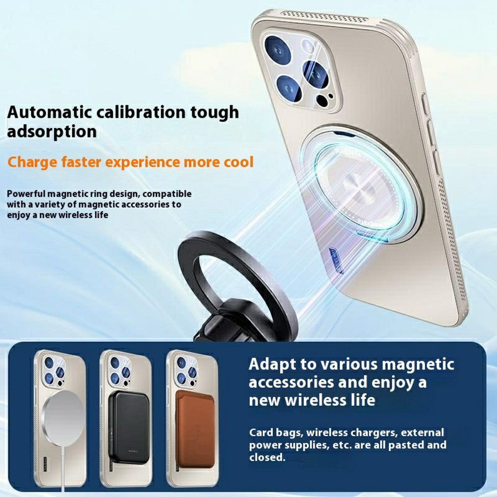 For iPhone 14 Pro Case Compatible with MagSafe Kickstand TPU+PC Heat Dissipation Phone Cover