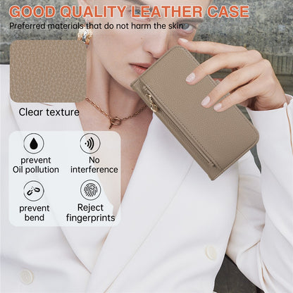 For iPhone 14 Pro Wallet Phone Case Shockproof TPU+PU Leather Flip Cover with Mirror, Strap