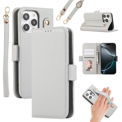 For iPhone 14 Pro Leather Case with Card Holder, Straps, Shockproof Wallet Phone Cover