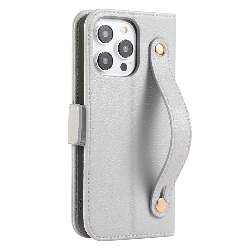 For iPhone 14 Pro Leather Case with Card Holder, Straps, Shockproof Wallet Phone Cover
