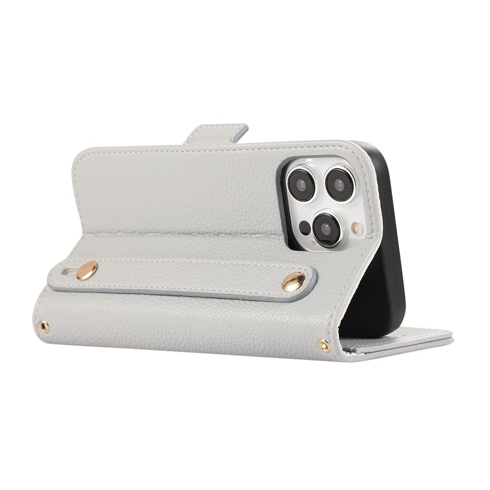For iPhone 14 Pro Leather Case with Card Holder, Straps, Shockproof Wallet Phone Cover