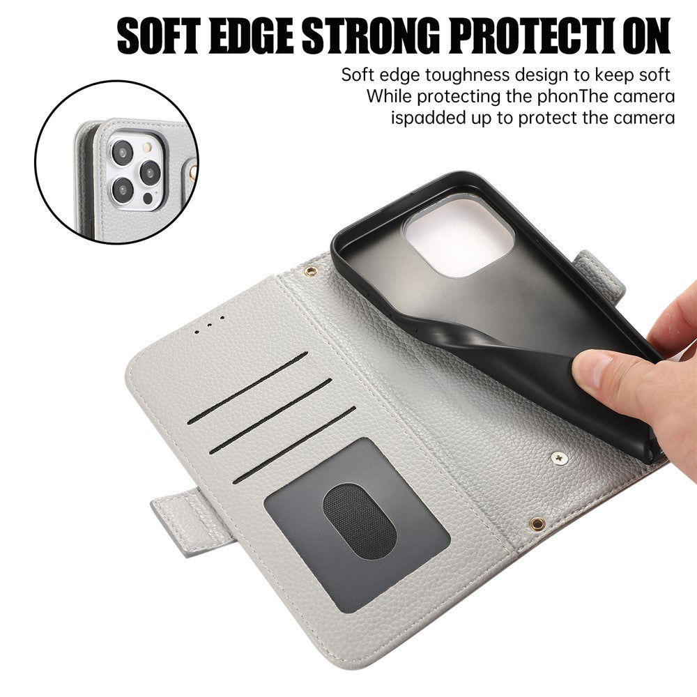 For iPhone 14 Pro Leather Case with Card Holder, Straps, Shockproof Wallet Phone Cover