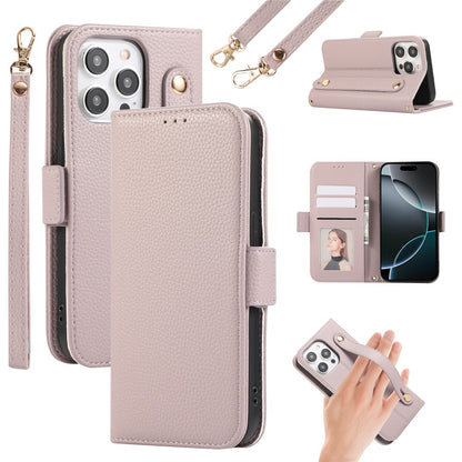 For iPhone 14 Pro Leather Case with Card Holder, Straps, Shockproof Wallet Phone Cover