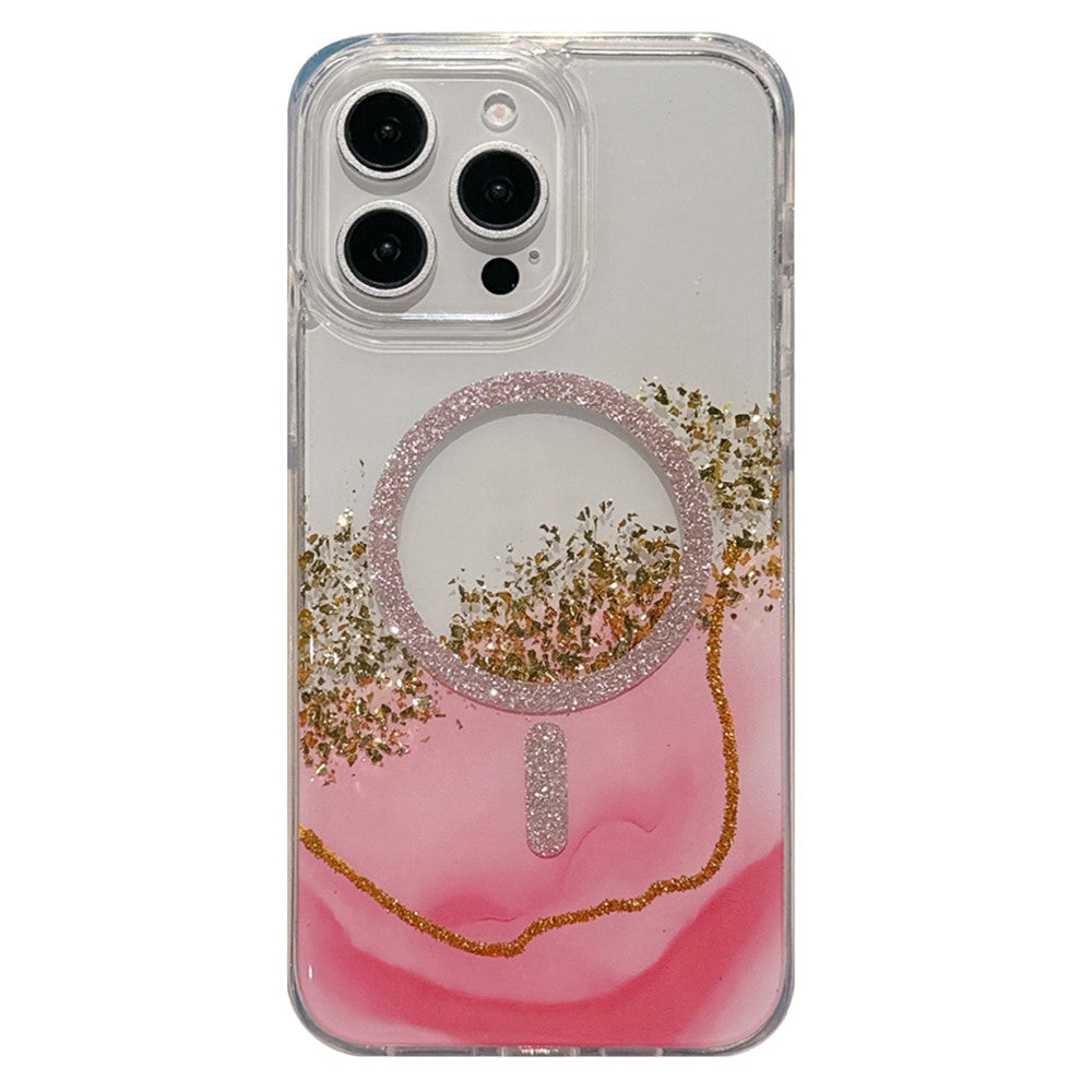 For iPhone 14 Pro Case Compatible with MagSafe Epoxy Marble Texture PC+TPU Phone Cover