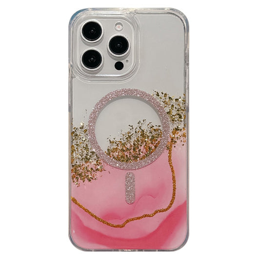 For iPhone 14 Pro Case Compatible with MagSafe Epoxy Marble Texture PC+TPU Phone Cover