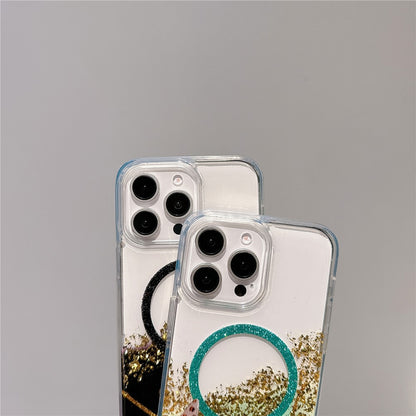 For iPhone 14 Pro Case Compatible with MagSafe Epoxy Marble Texture PC+TPU Phone Cover