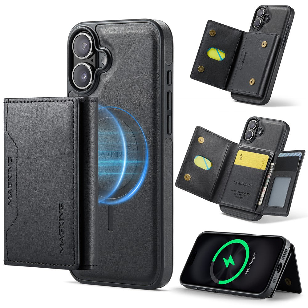 MAGKING K2 Series For iPhone 16 Case Compatible with MagSafe PC+TPU+PU Phone Cover