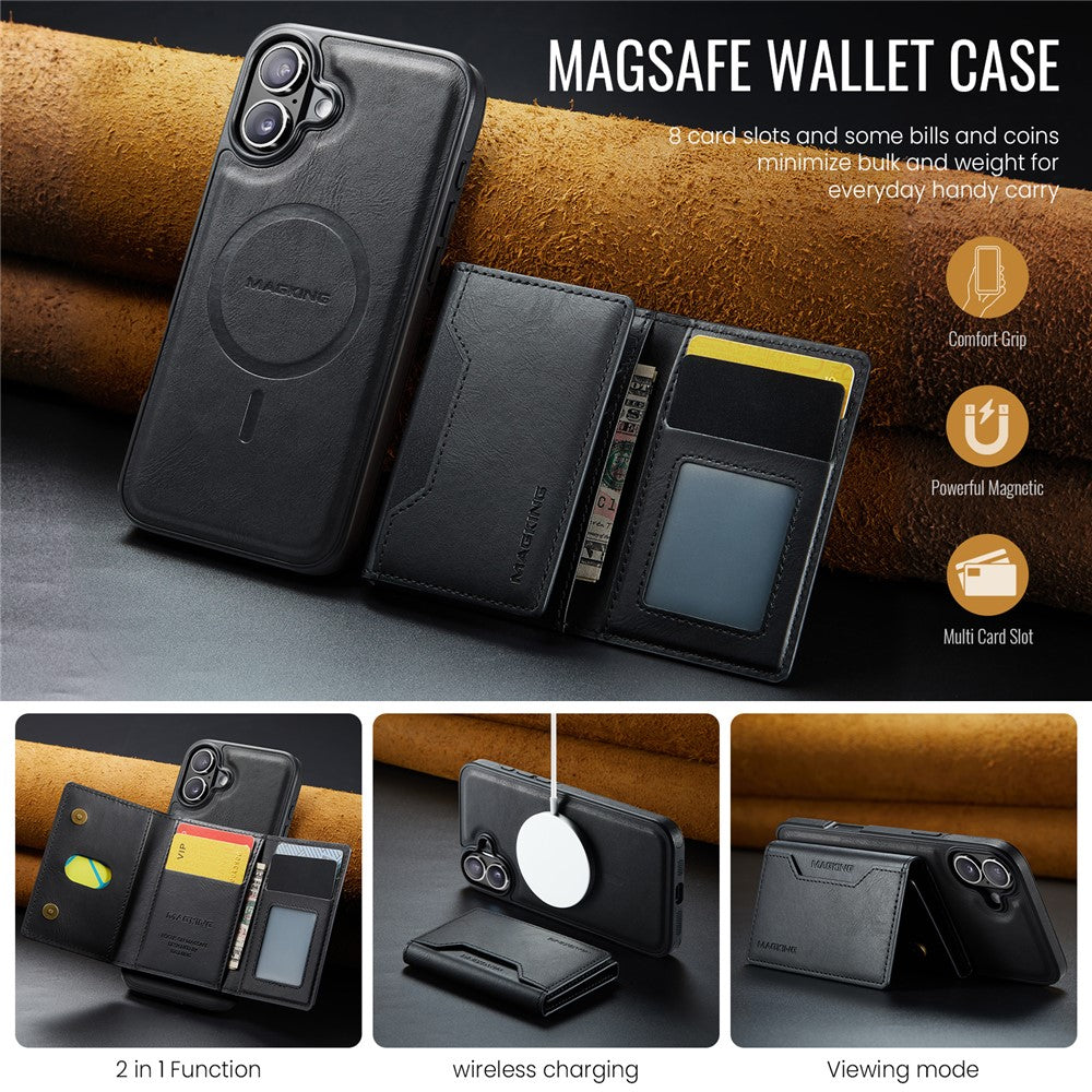 MAGKING K2 Series For iPhone 16 Case Compatible with MagSafe PC+TPU+PU Phone Cover