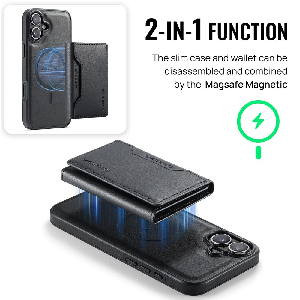 MAGKING K2 Series For iPhone 16 Case Compatible with MagSafe PC+TPU+PU Phone Cover
