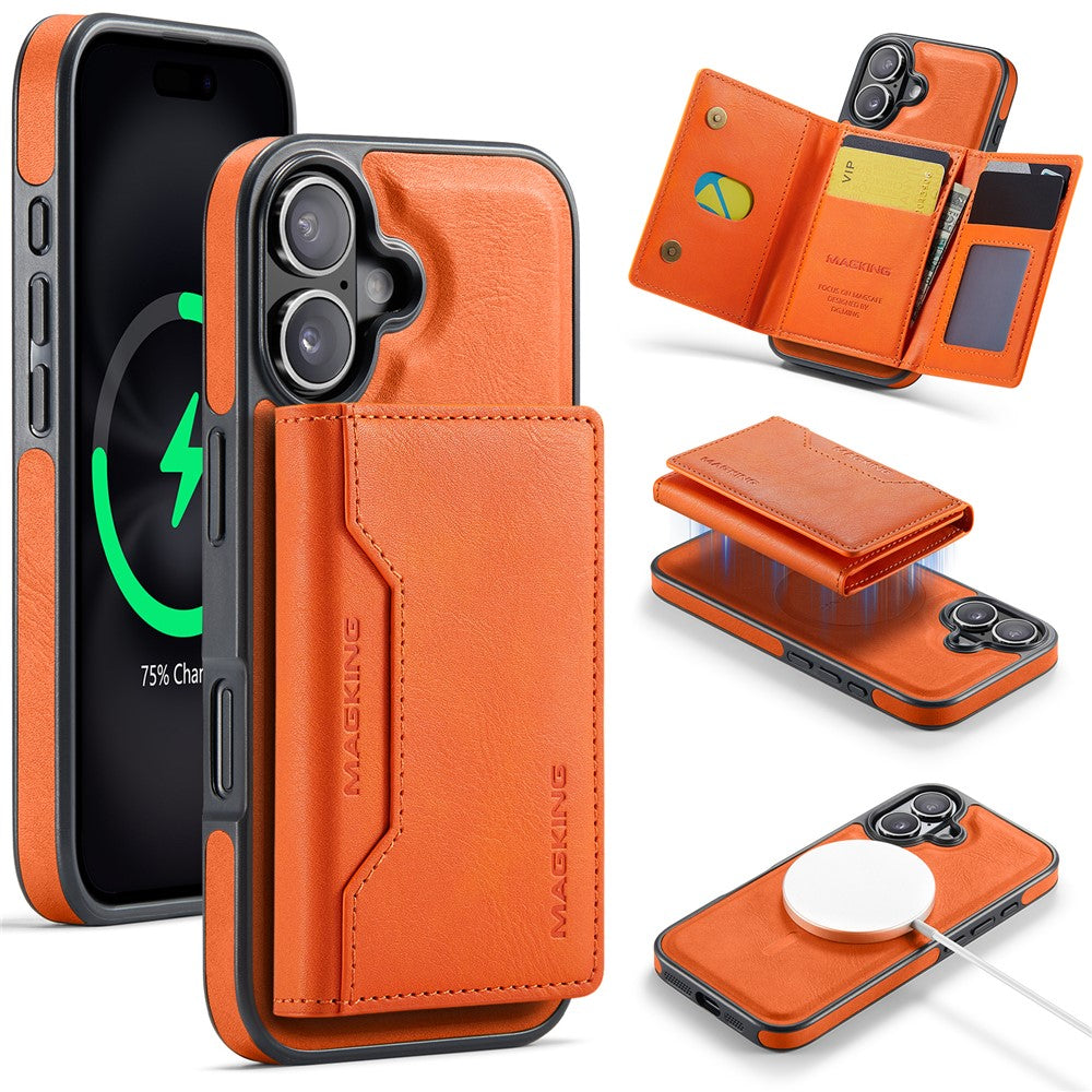MAGKING K2 Series For iPhone 16 Case Compatible with MagSafe PC+TPU+PU Phone Cover