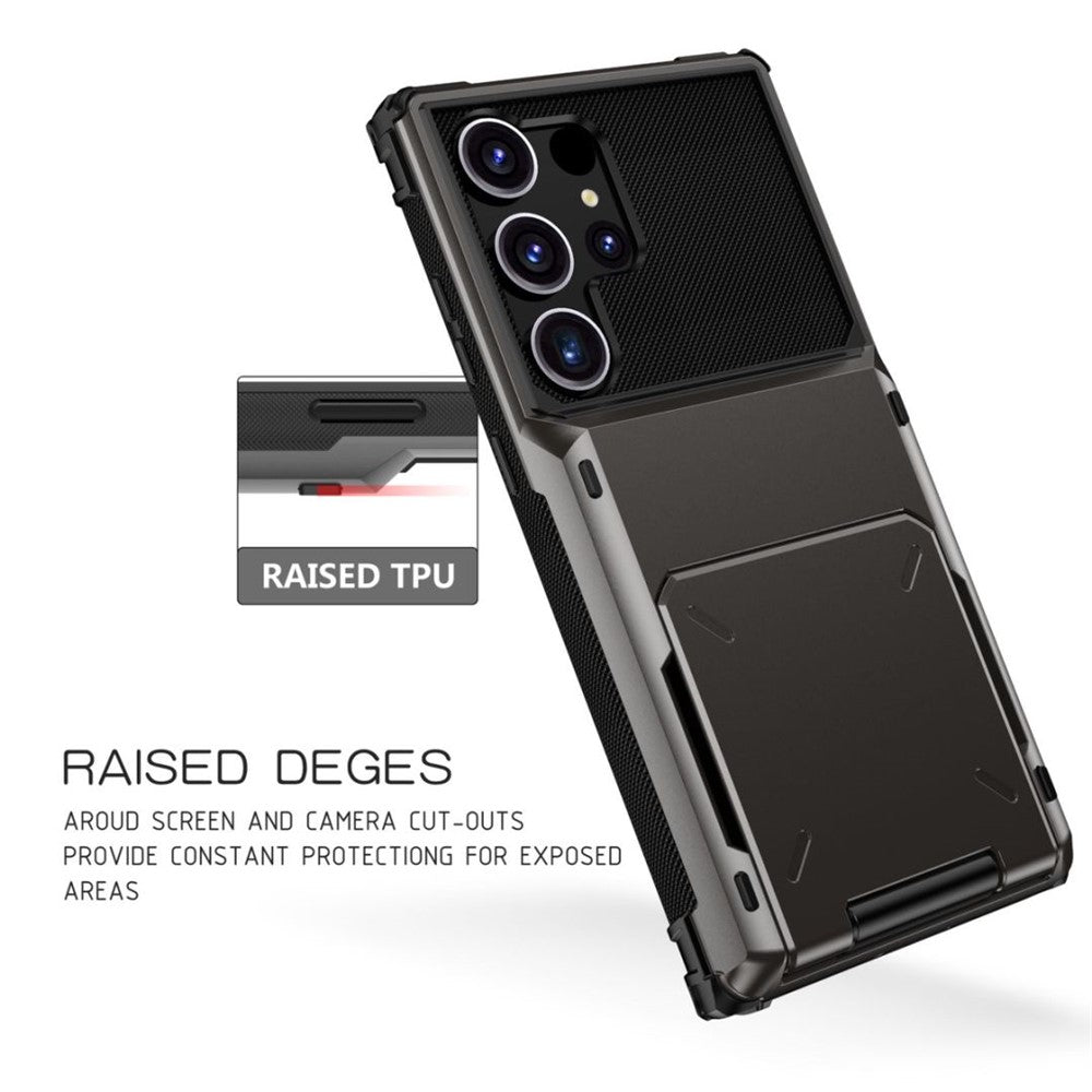 For Samsung Galaxy S25 Ultra Case PC+TPU Dual Layer Back Phone Cover with Card Holder
