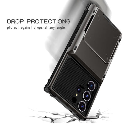 For Samsung Galaxy S25 Ultra Case PC+TPU Dual Layer Back Phone Cover with Card Holder