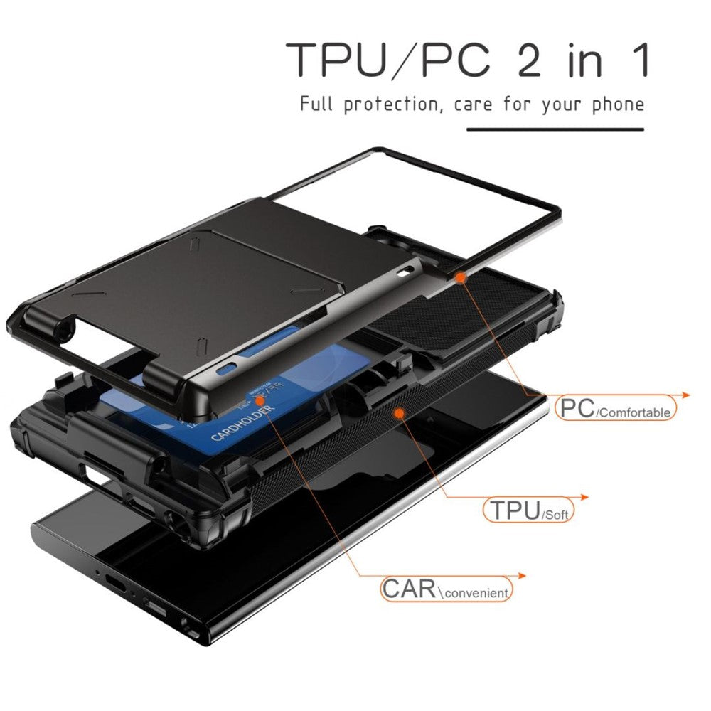 For Samsung Galaxy S25 Ultra Case PC+TPU Dual Layer Back Phone Cover with Card Holder