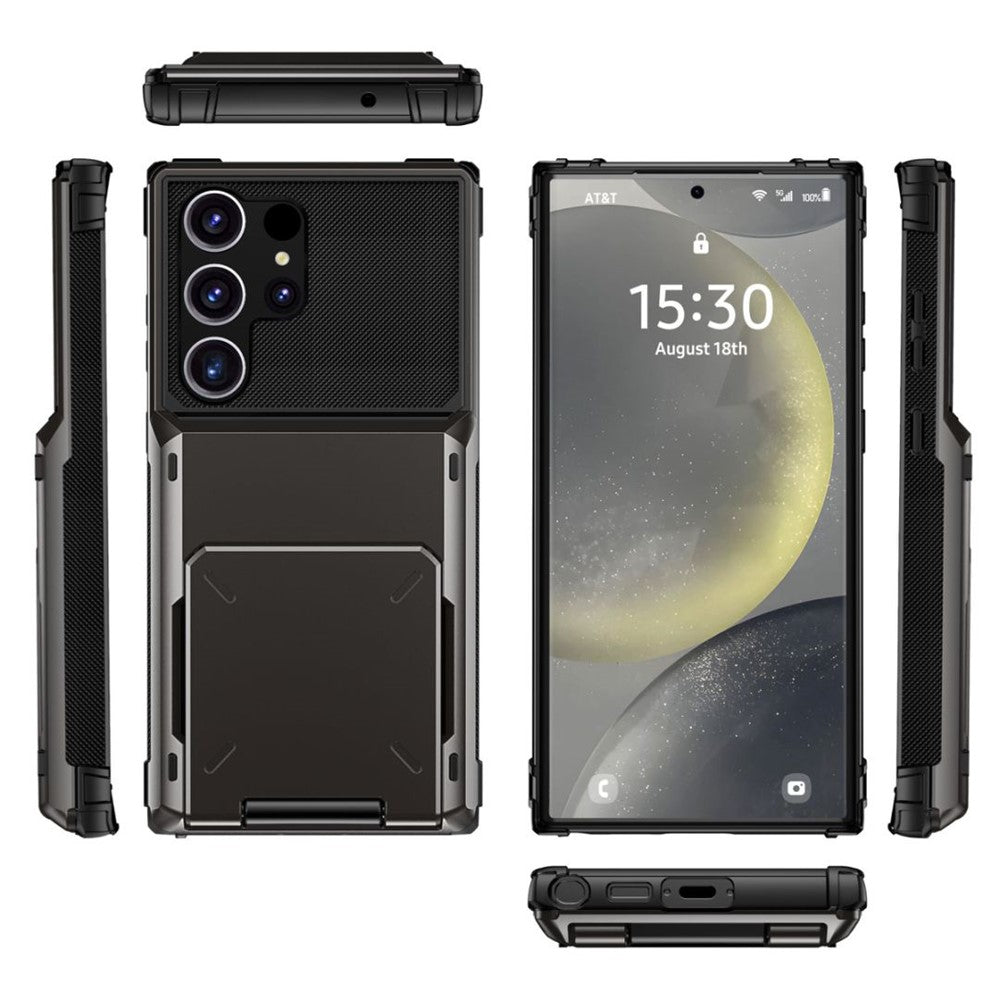 For Samsung Galaxy S25 Ultra Case PC+TPU Dual Layer Back Phone Cover with Card Holder