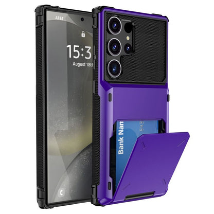 For Samsung Galaxy S25 Ultra Case PC+TPU Dual Layer Back Phone Cover with Card Holder