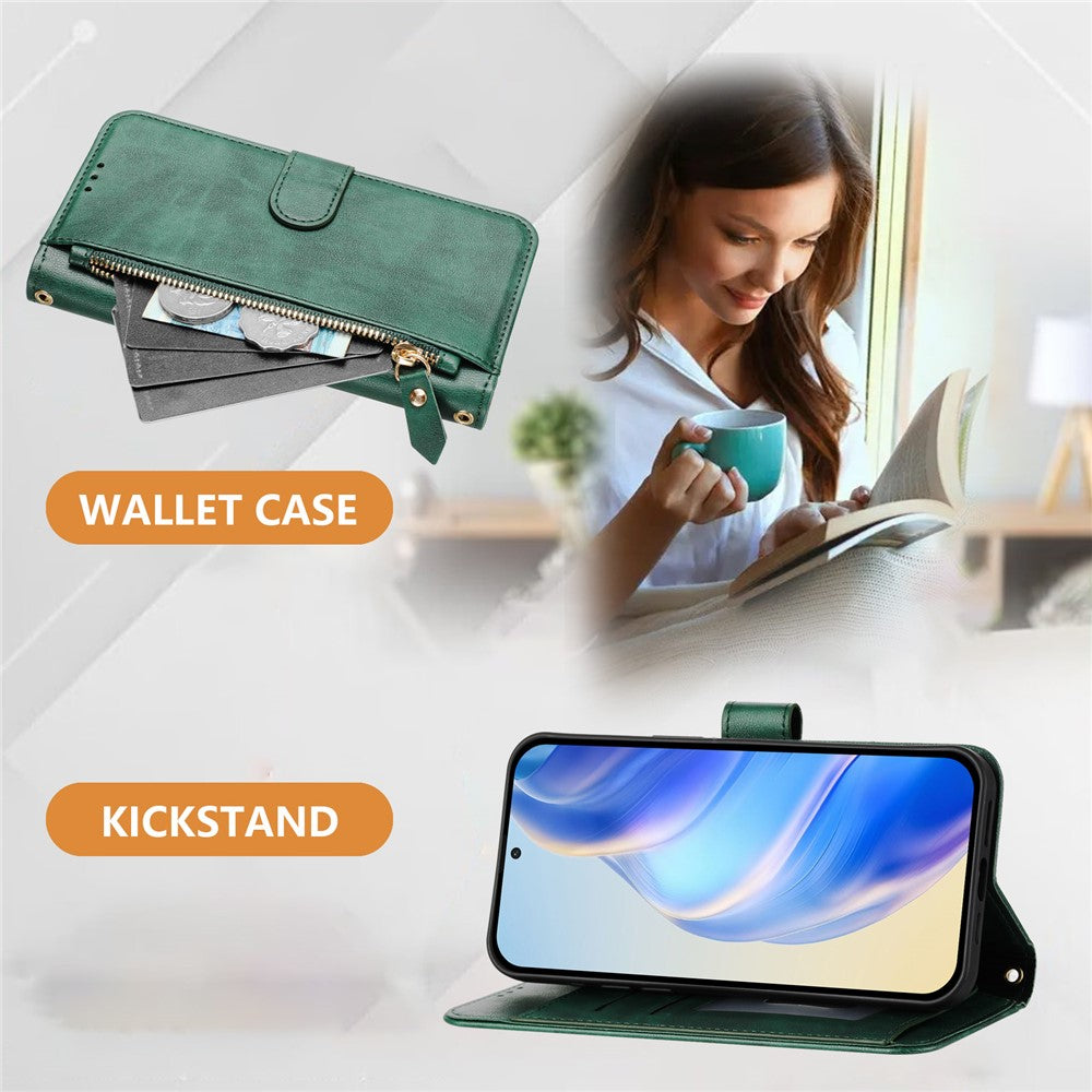For iPhone 14 Pro Case Zipper Pocket Multiple Card Slots Leather Phone Cover