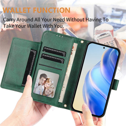 For iPhone 14 Pro Case Zipper Pocket Multiple Card Slots Leather Phone Cover