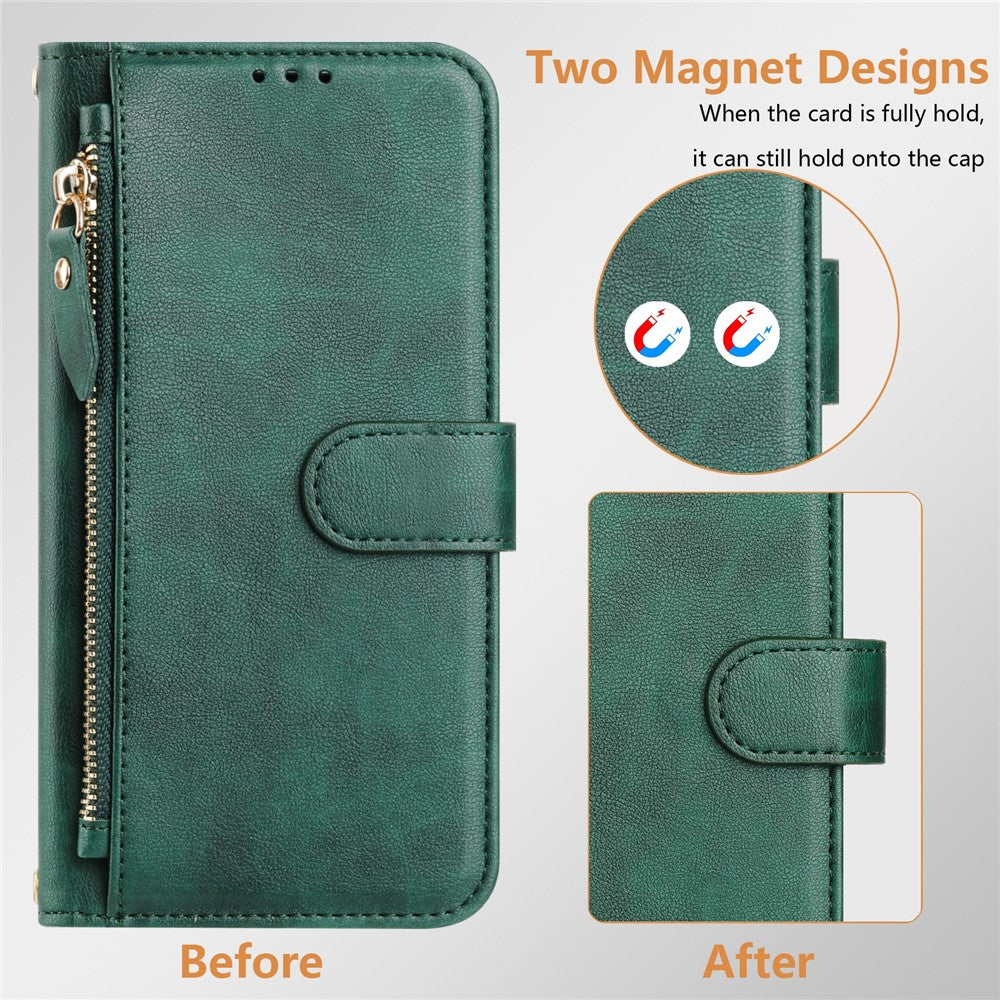 For iPhone 14 Pro Case Zipper Pocket Multiple Card Slots Leather Phone Cover