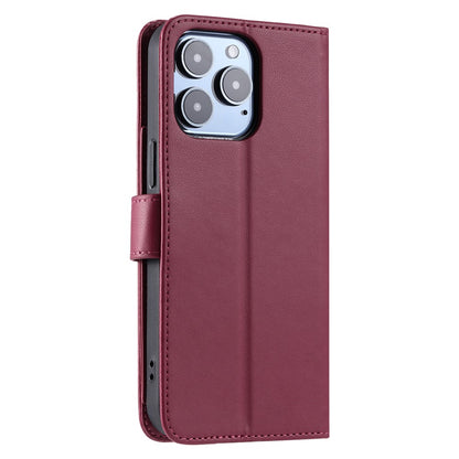 For iPhone 14 Pro Crossbody Leather Case Ring Buckle Wallet Stand Rhombus Mobile Cover