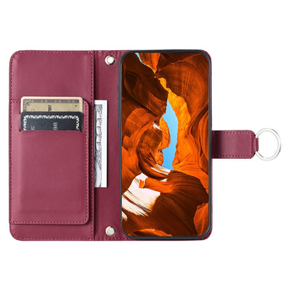 For iPhone 14 Pro Crossbody Leather Case Ring Buckle Wallet Stand Rhombus Mobile Cover