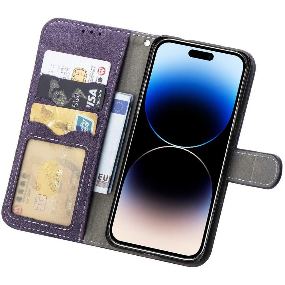 For iPhone 14 Pro Max Anti-scratch Phone Case Retro Texture PU Leather Rotating Card Slots Holder Stand Wallet Phone Cover