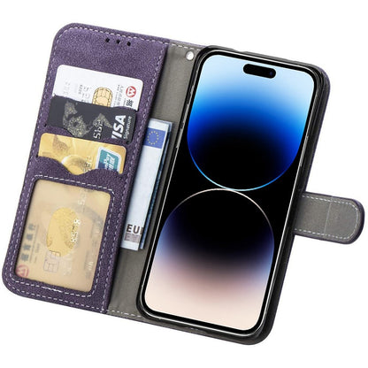 For iPhone 14 Pro Max Anti-scratch Phone Case Retro Texture PU Leather Rotating Card Slots Holder Stand Wallet Phone Cover