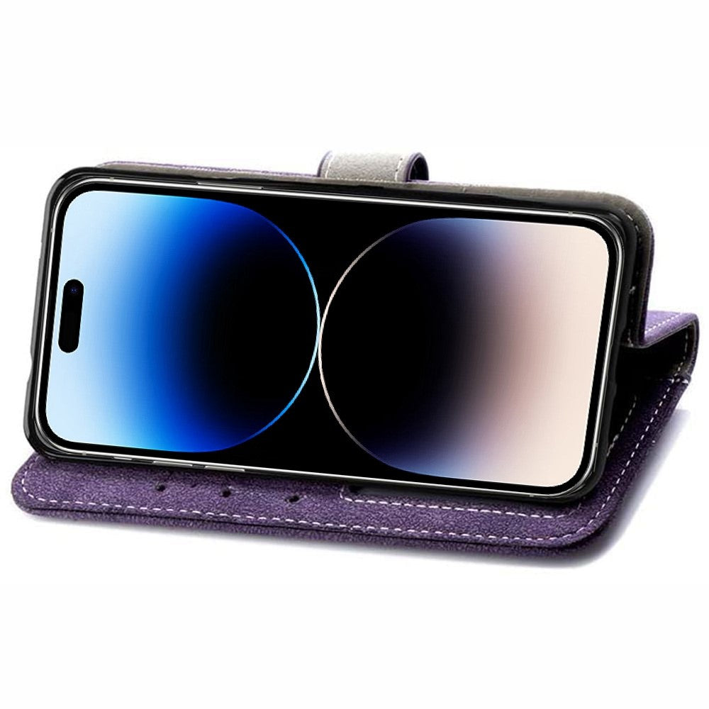 For iPhone 14 Pro Max Anti-scratch Phone Case Retro Texture PU Leather Rotating Card Slots Holder Stand Wallet Phone Cover
